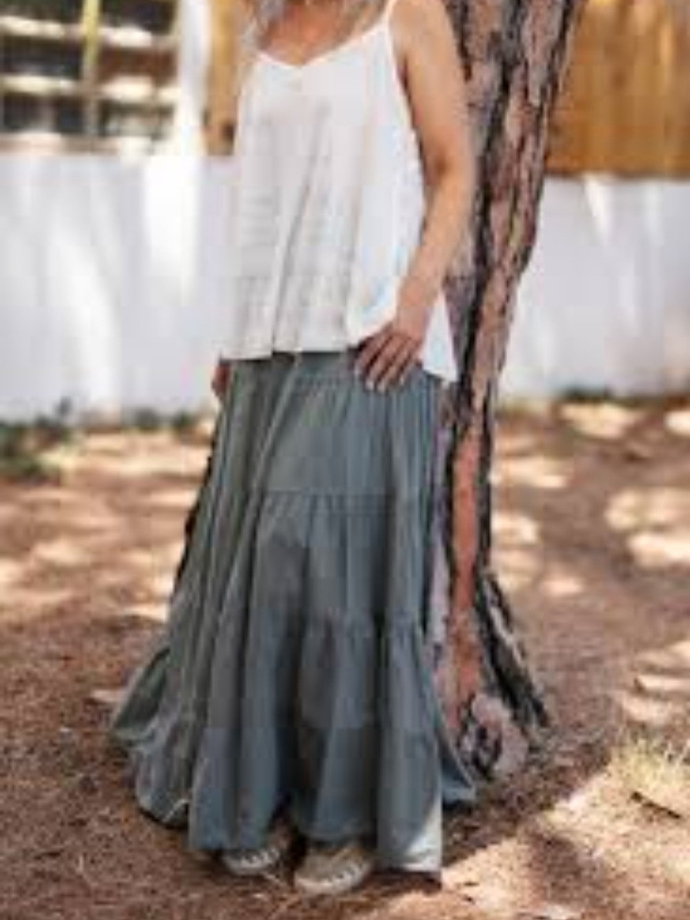Max Studio Olive Green Tiered Maxi Skirt
